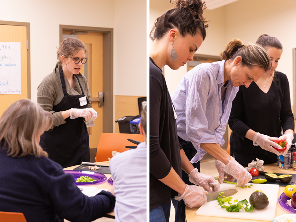 Educator Kestrel Plump (left) works with COTS staff and volunteers (right).