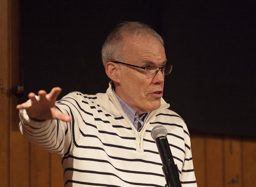 Bill McKibben speaking at the Coach Barn on May 14th.