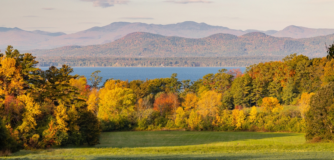 fields, fall foliage, lake champlain, adirondacks