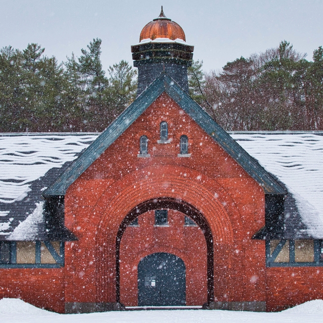 Coach Barn in the snow