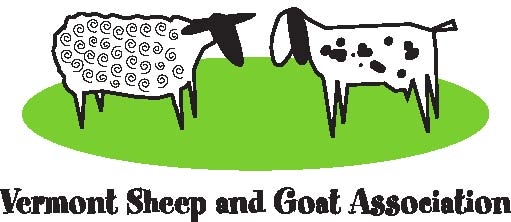 Logo for the Vermont Sheep and Goat Association Shows an animated sheep and goat on a green field.