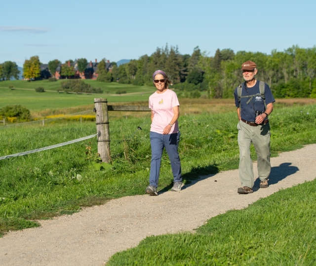 Couple walking on trails near Inn