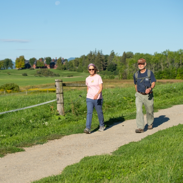 Couple walking on trails near Inn