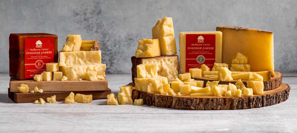 an array of Shelburne Farms cheeses