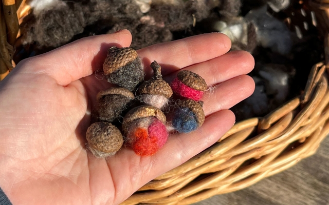 felted acorns