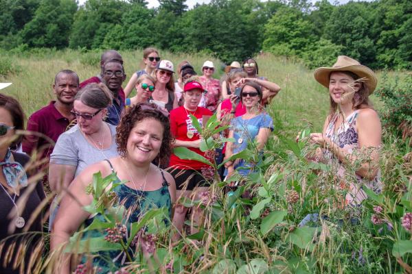 Cultivating Joy & Wonder participants discover local medicinal plants with herbalist Katherine Elmer. Photo by Steve Mease.
