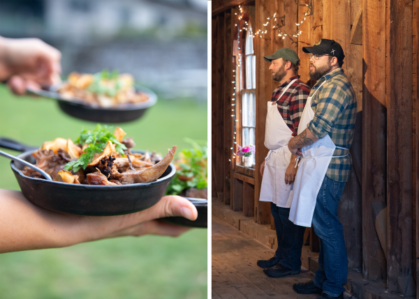 Left: Wildcrafted mushrooms. Right: Chefs Jim McCarthy and Jessee Lawyer.