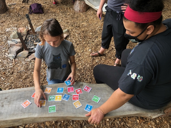 Students work with the UNâs Sustainable Development Goals in the Market Garden Pavilion (photo: Courtney Mulcahy)