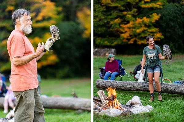Craig Newman of Outreach for Earth Stewardship and Shelburne Farms Educator Cat Parrish introduce families to raptors and their incredible adaptations.