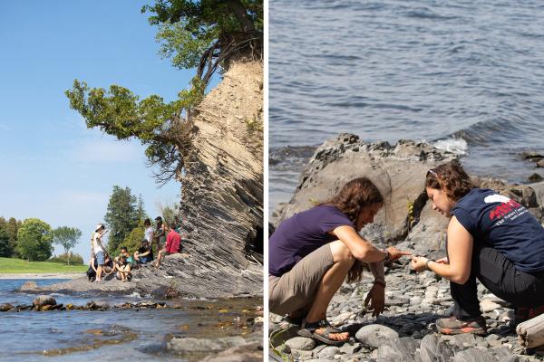 UVM Field Naturalist program students study the geology of the shores of Lake Champlain during their fall orientation.